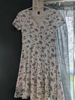 White Floral Fit-and-Flare Dress